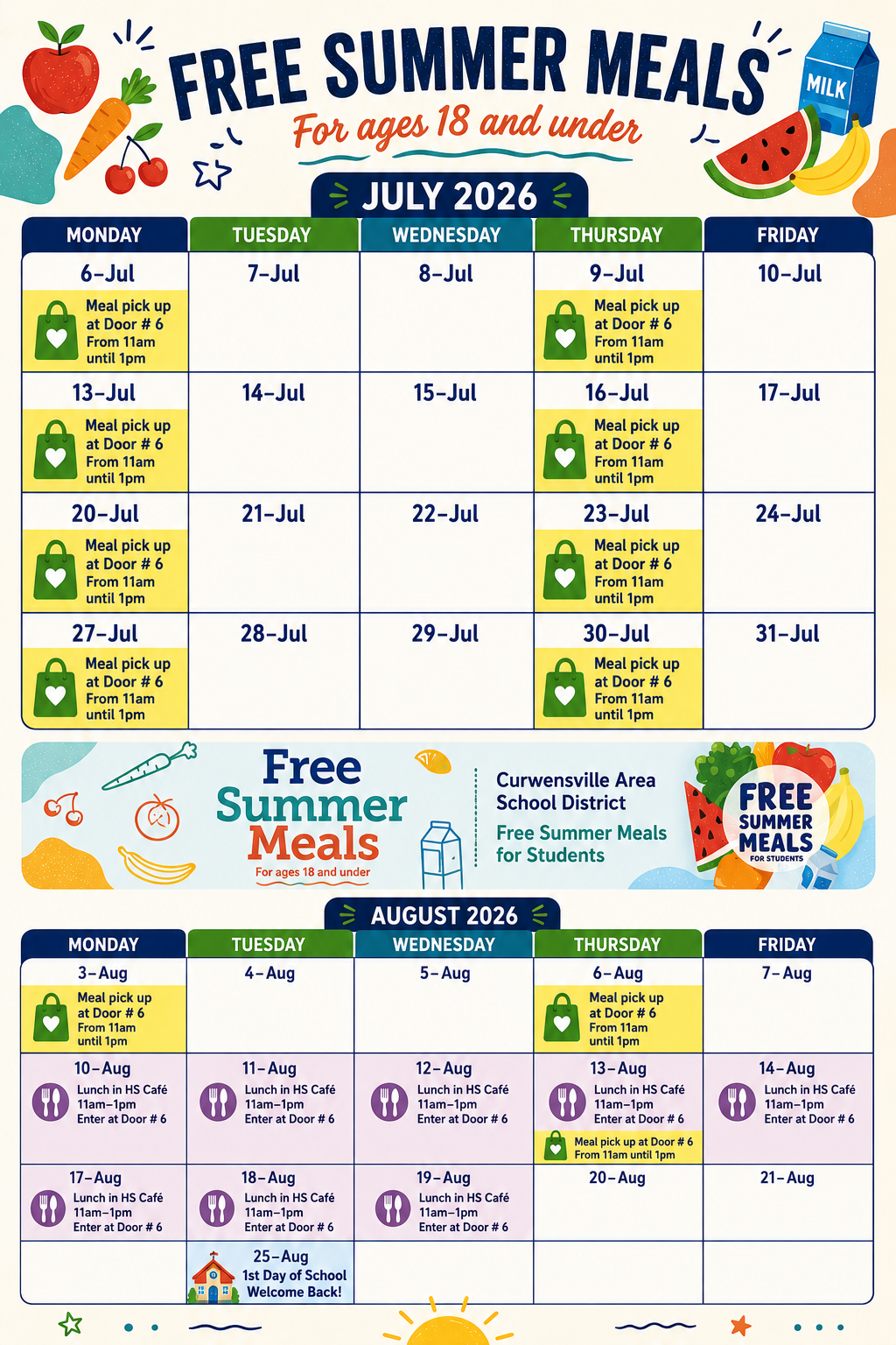 Summer Meals July and August